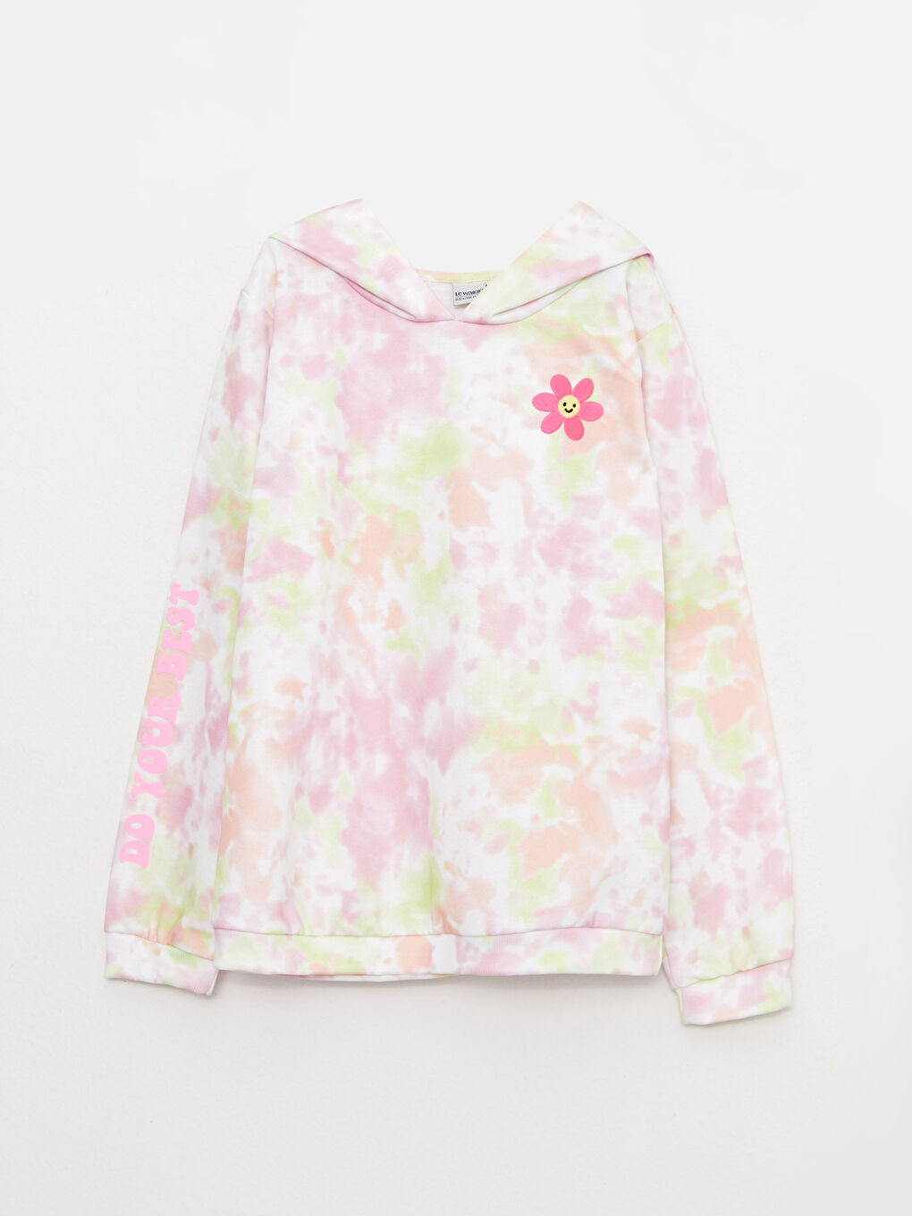 Karışık Kapüşonlu Batik Desenli Uzun Kollu Kız Çocuk Sweatshirt ve Eşofman Altı-1