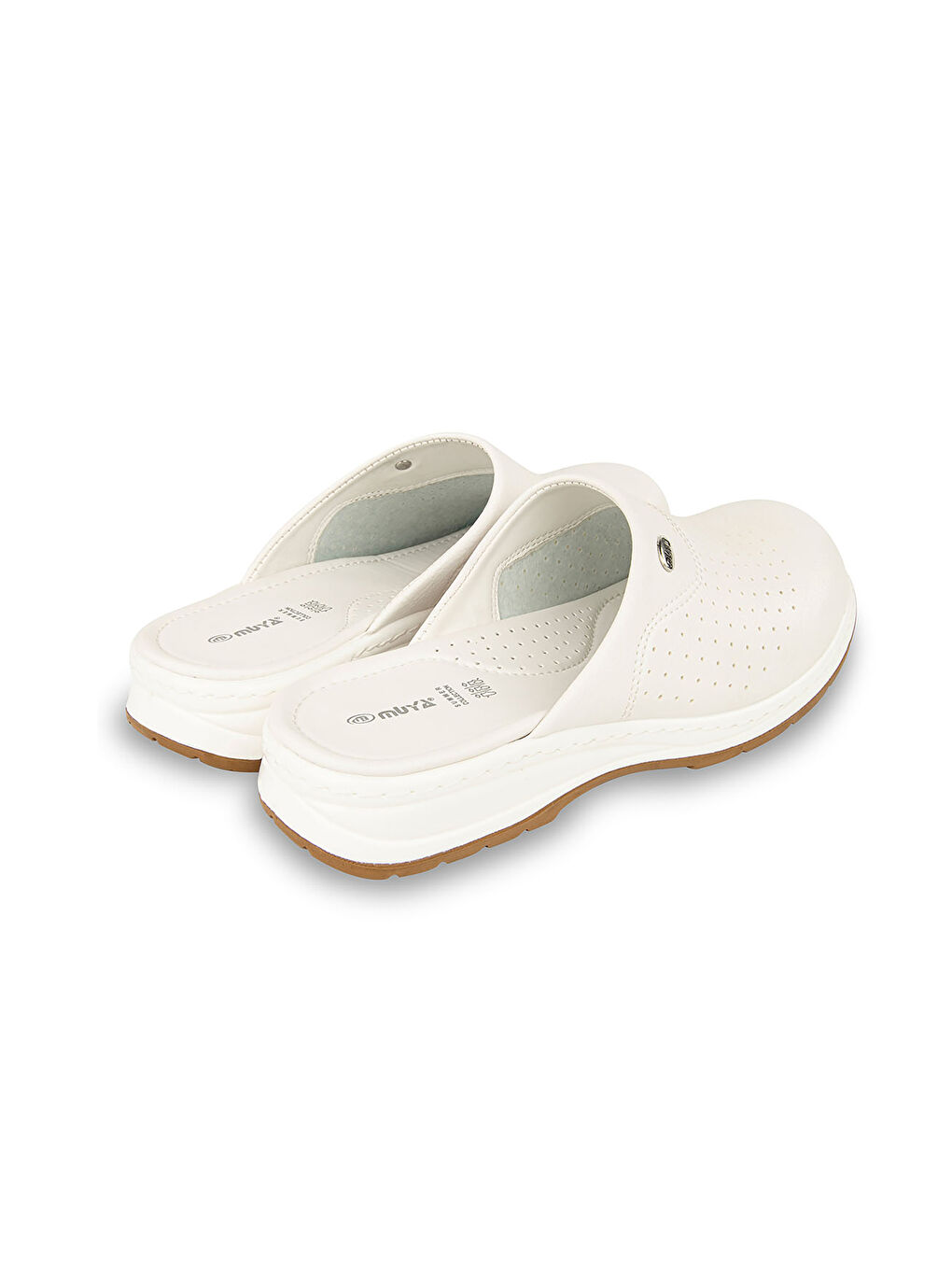 Beyaz Önü Kapalı Kalın Taban Erkek Terlik-4