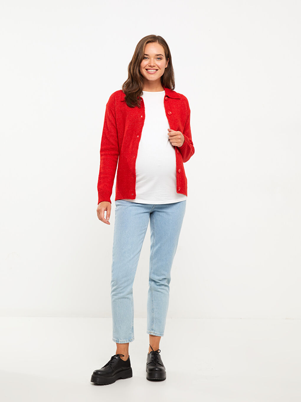 LCWAIKIKI Maternity Rollkragen Regulär Langarm Mutterschaft Strick Cardigan -W2AE02Z8-S7R