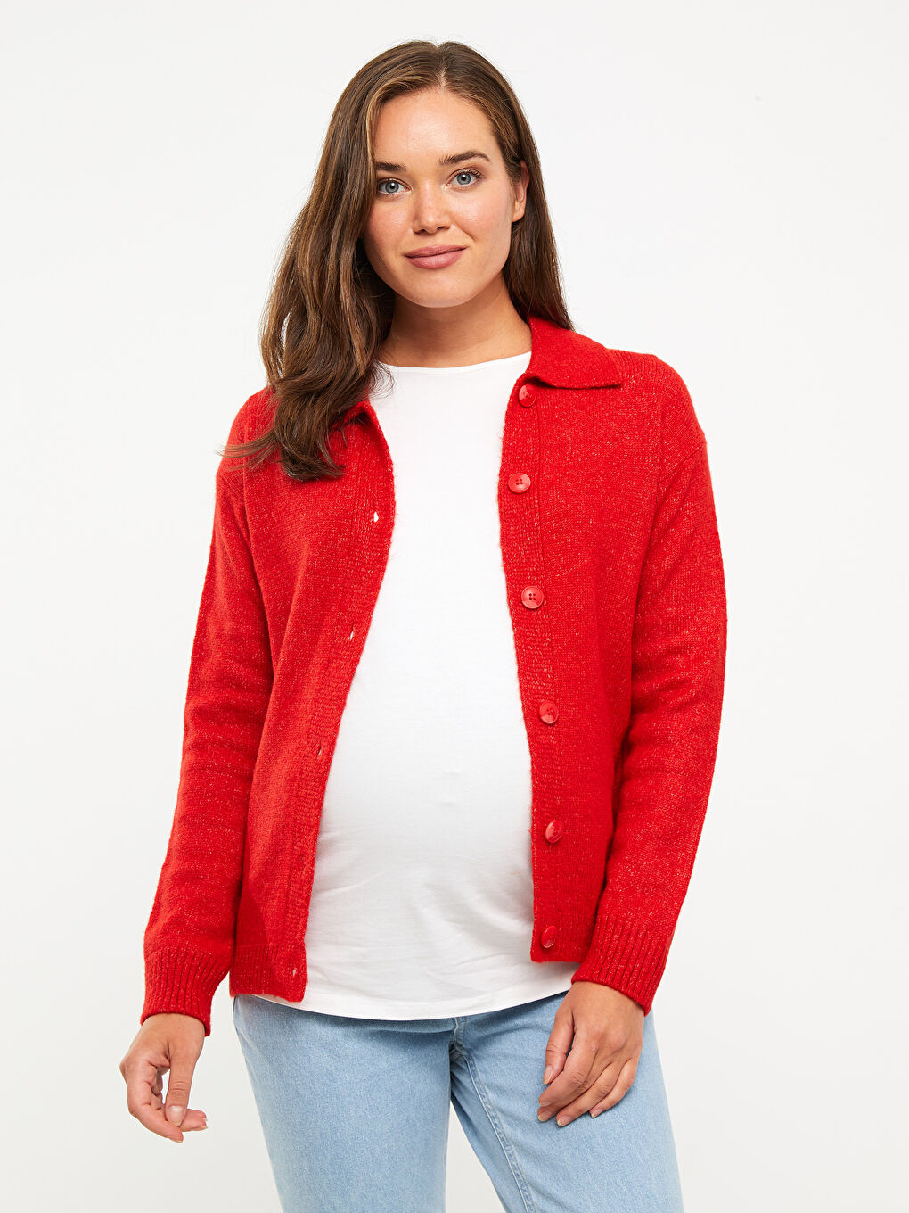 LCWAIKIKI Maternity Rollkragen Regulär Langarm Mutterschaft Strick Cardigan -W2AE02Z8-S7R