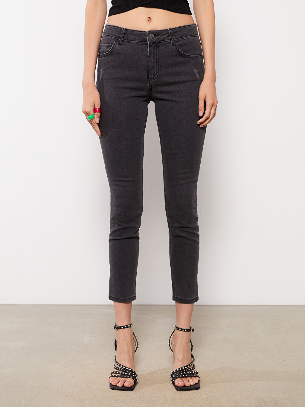 LCW ECO Siyah Rodeo Kadın Normal Bel Mercury Skinny Fit Düz Jean Pantolon - 2