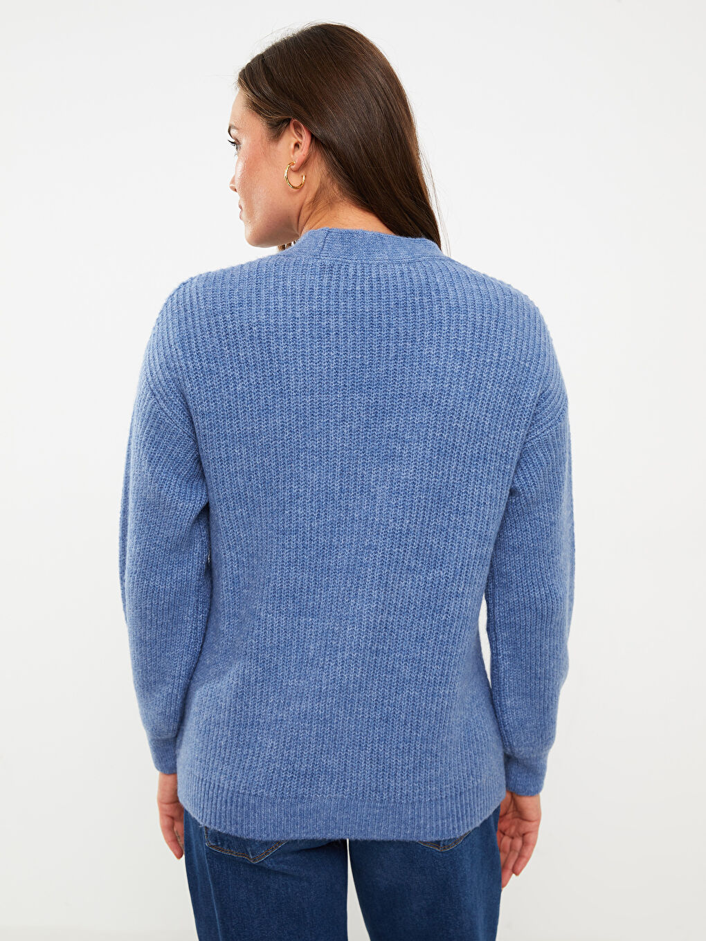 V жағалы стандартты ұзын жеңді жүктілікке арналған трикотаж кардиган-4