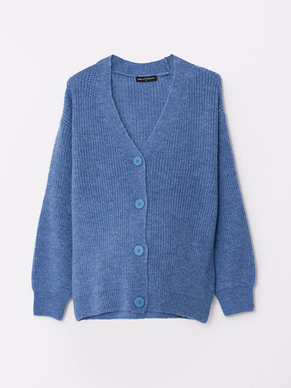 V жағалы стандартты ұзын жеңді жүктілікке арналған трикотаж кардиган-5