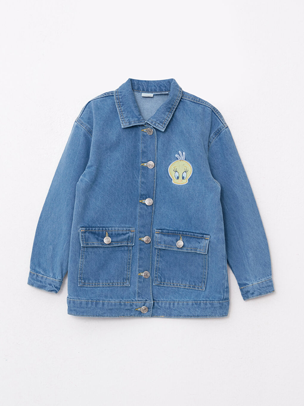 LCW Kids Orta İndigo Rodeo Okulun Favorisi Tweety Lisanslı Jean Ceket - 2