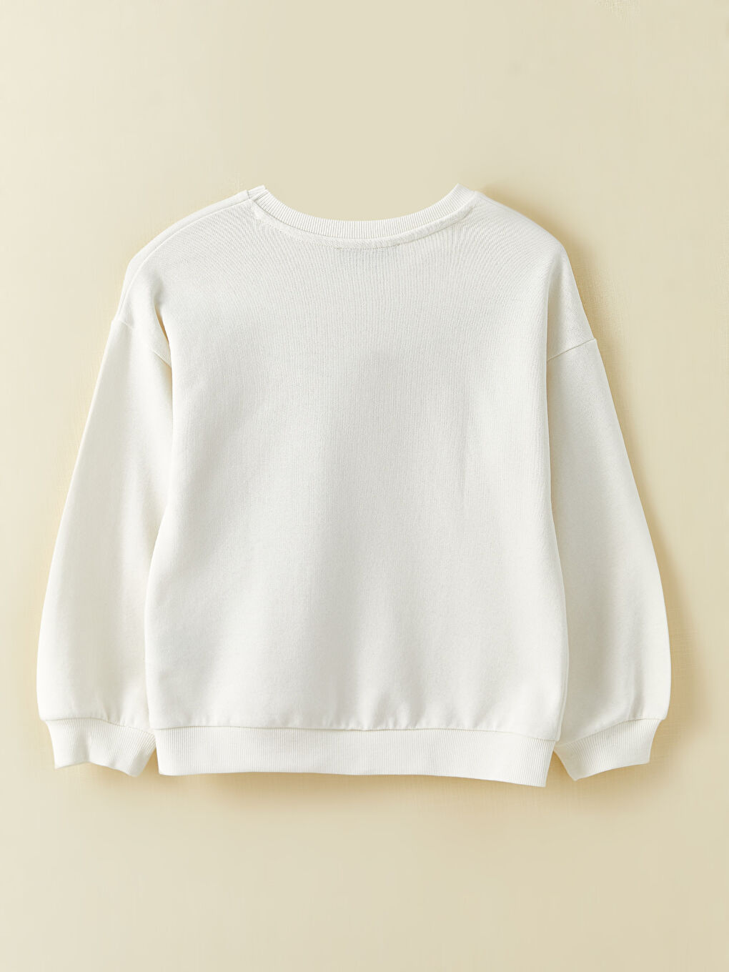 Ekru Bisiklet Yaka Baskılı Uzun Kollu Kız Çocuk Sweatshirt-3