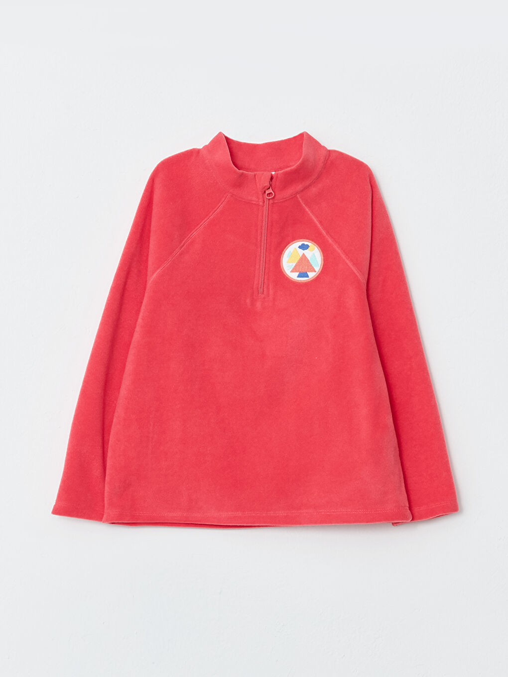 LCW Kids High Collar Embroidered Long Sleeve Fleece Girl's Sweatshirt -W2AE41Z4-GXM