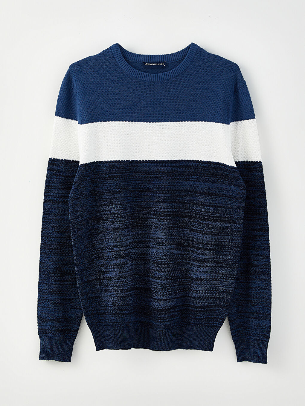 Crew Neck Long Sleeve Color Block Men's Knitwear Sweater-5