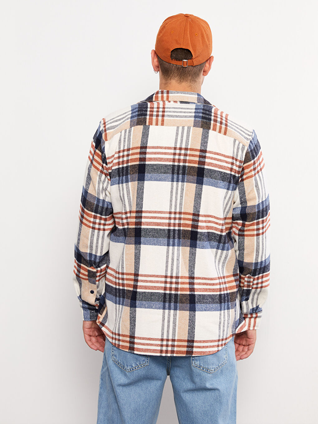 Bej Regular Fit Uzun Kollu Ekose Erkek Oduncu Gömlek Ceket-3