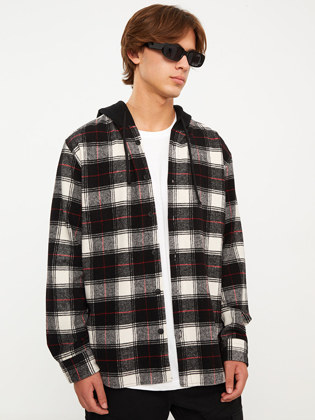 Рубашка из фланели в клетку с длинным рукавом стандартного кроя для мужчин-1