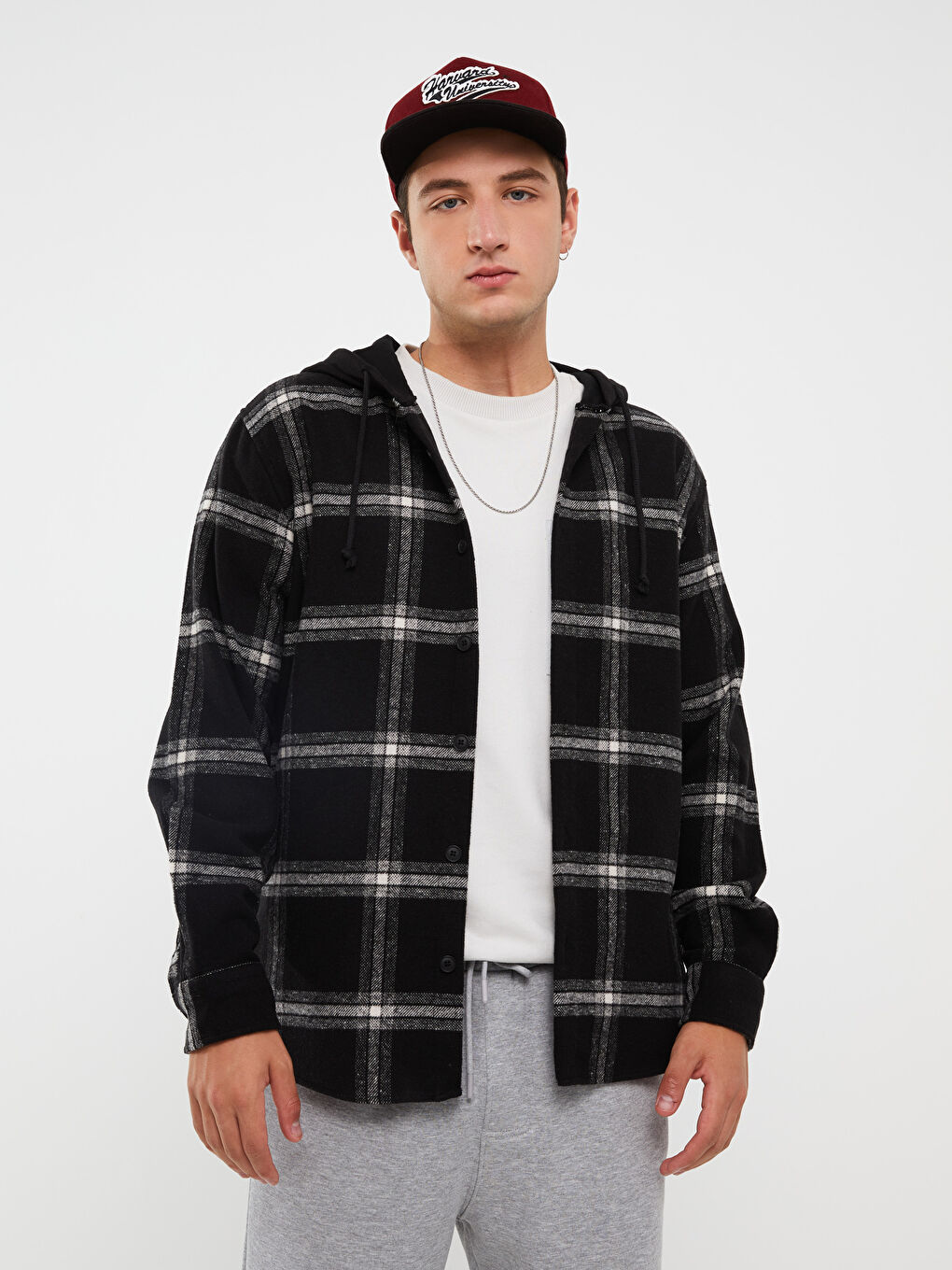 Siyah Regular Fit Uzun Kollu Ekose Erkek Oduncu Gömlek