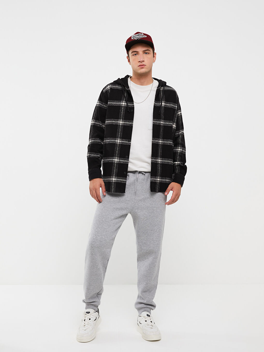 Siyah Regular Fit Uzun Kollu Ekose Erkek Oduncu Gömlek-2