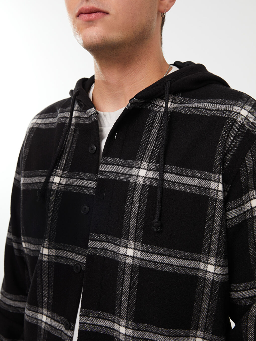 Siyah Regular Fit Uzun Kollu Ekose Erkek Oduncu Gömlek-3