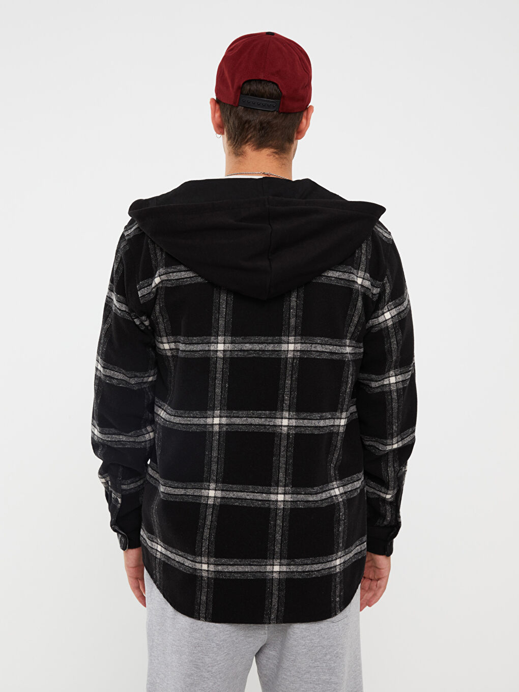 Siyah Regular Fit Uzun Kollu Ekose Erkek Oduncu Gömlek-4