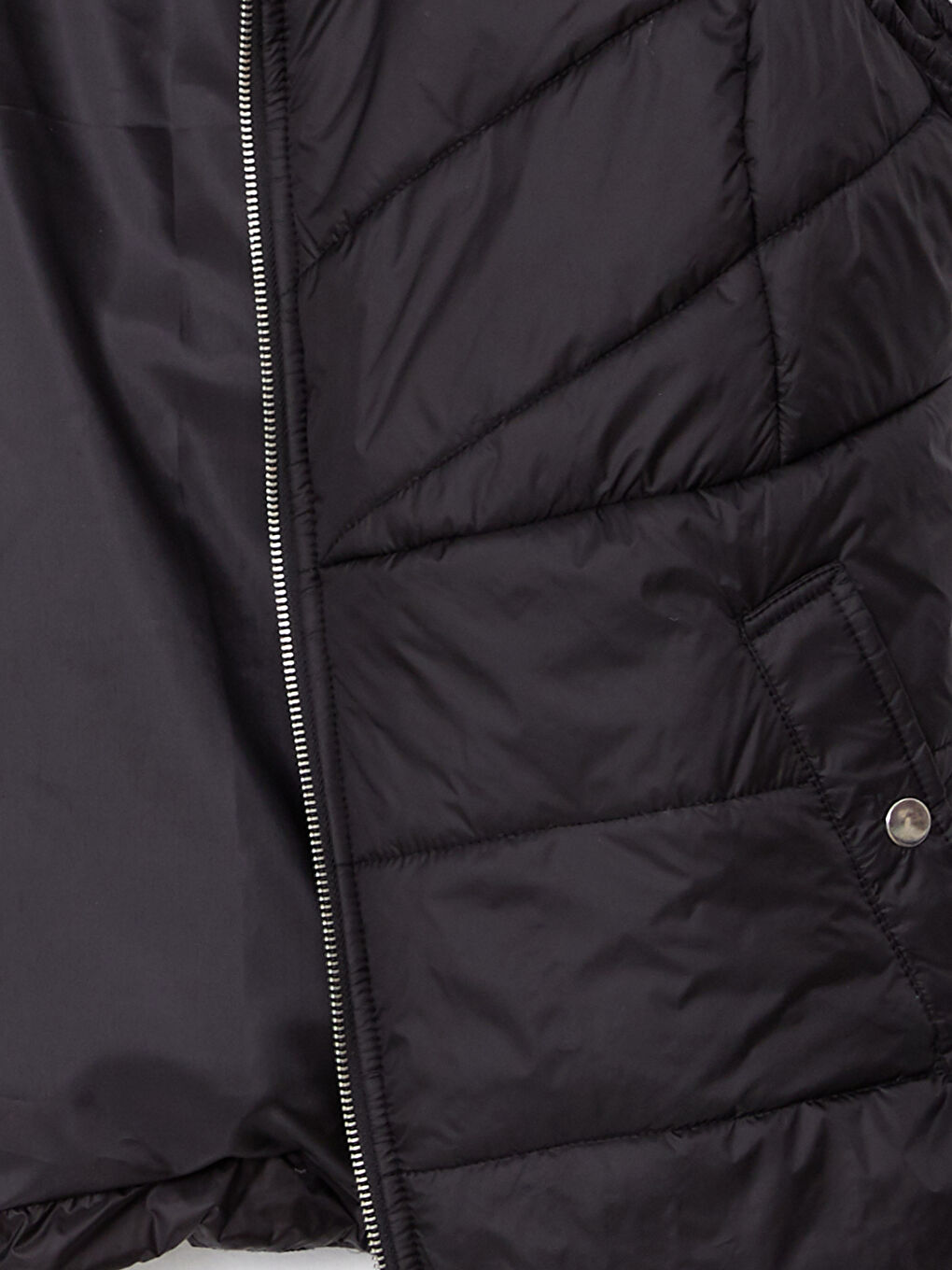 Siyah Kadın Gömlek Yaka Düz Şişme Yelek-8