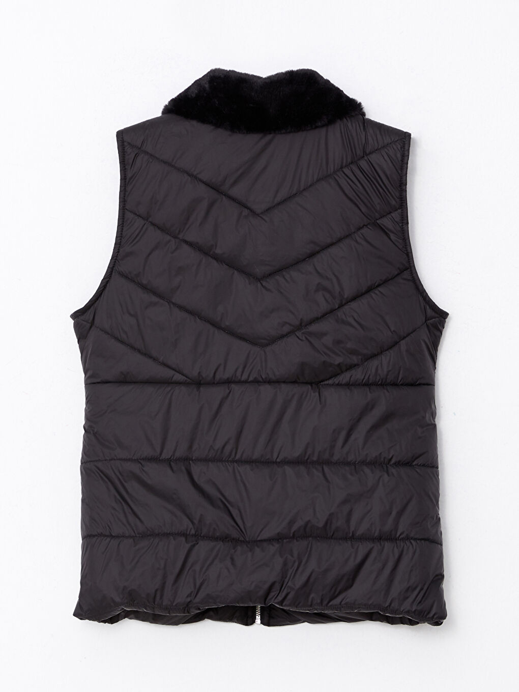 Siyah Kadın Gömlek Yaka Düz Şişme Yelek-7