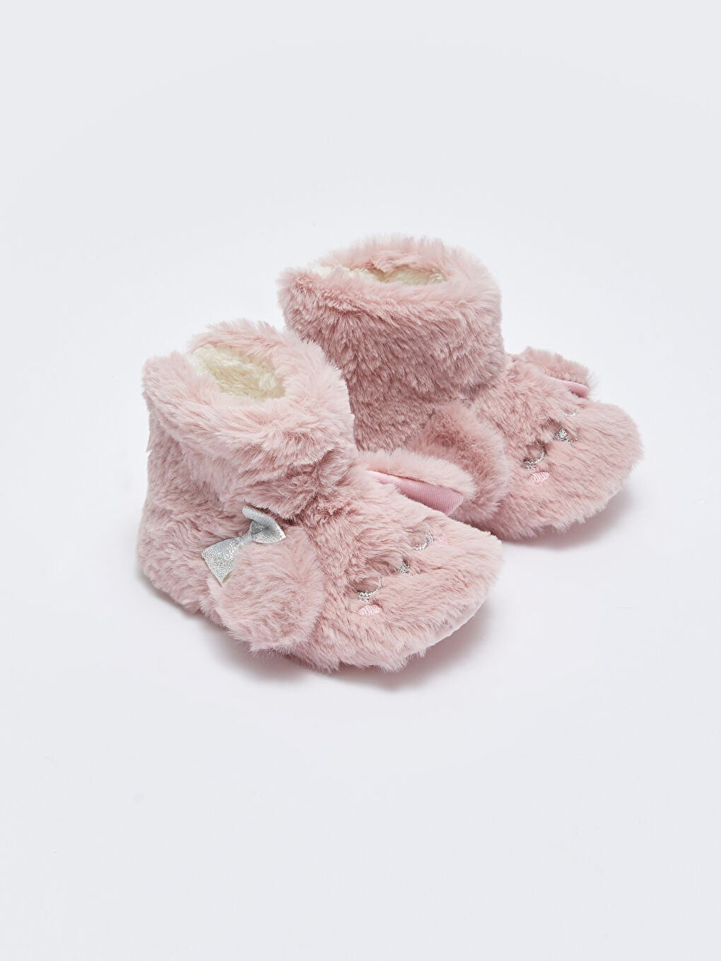 Pembe 3D Aplike Detaylı Pelüş Kız Bebek Ev Botu