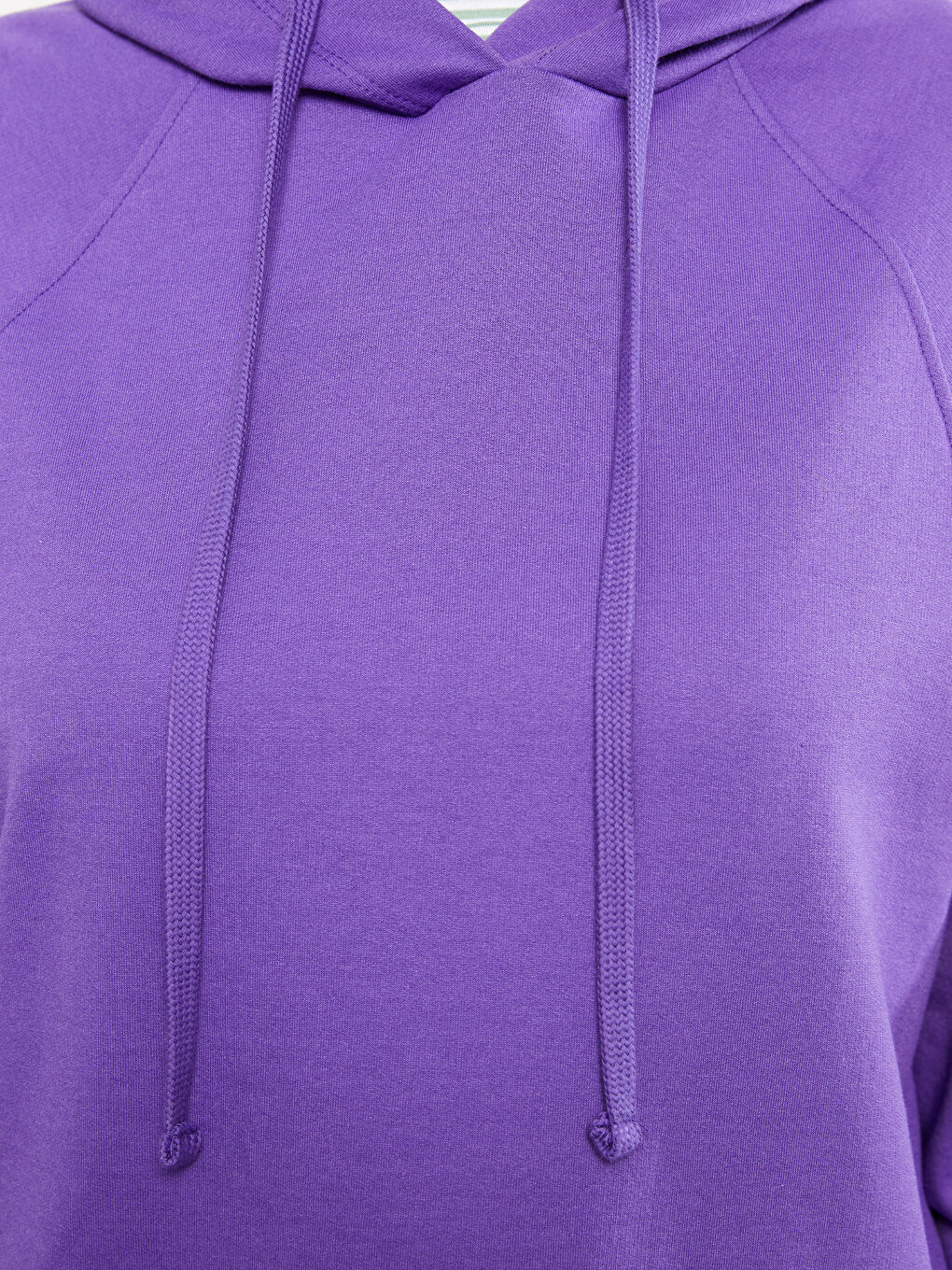 Mor Kapüşonlu Düz Uzun Kollu Kadın Sweatshirt-3
