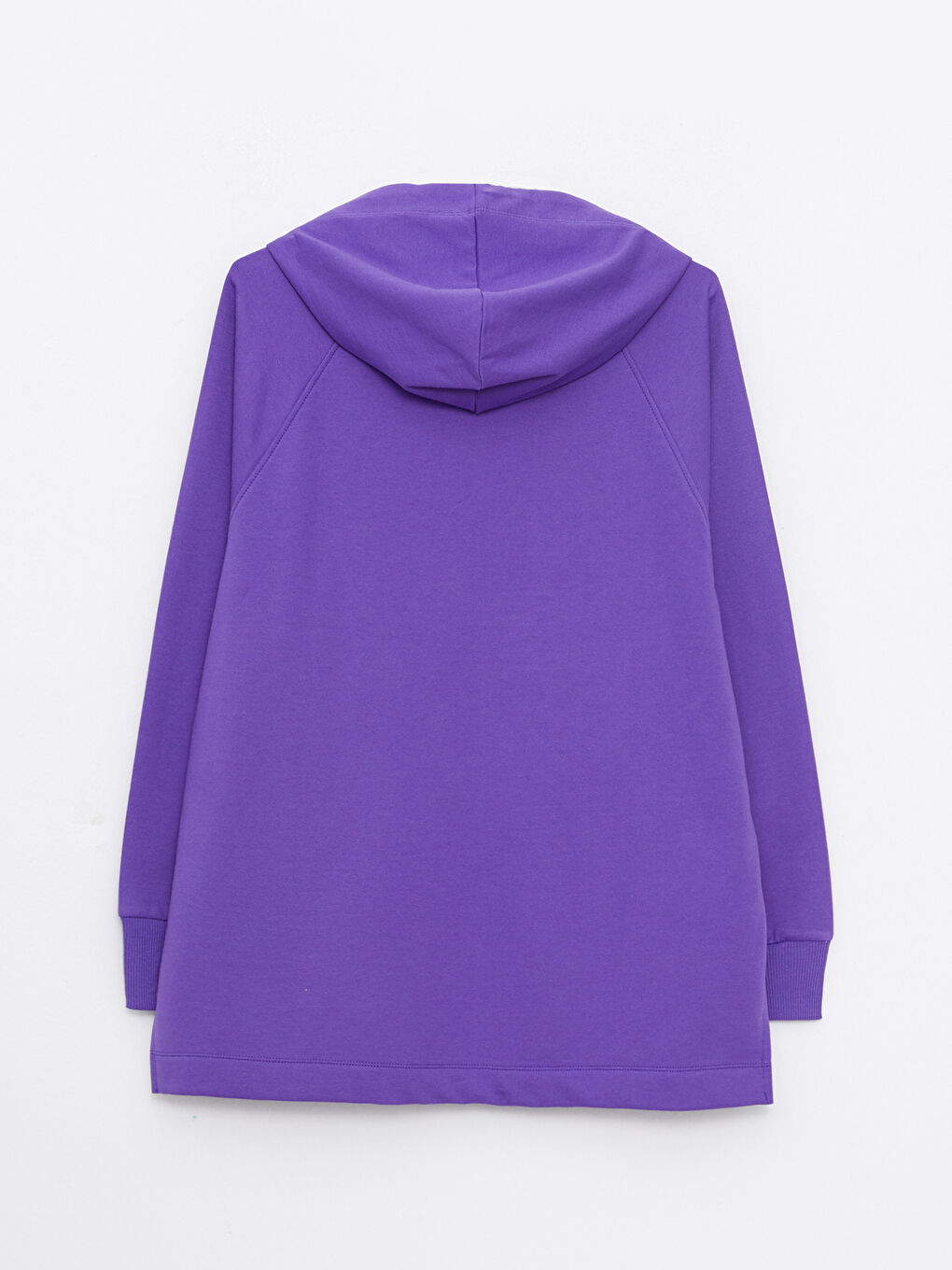 Mor Kapüşonlu Düz Uzun Kollu Kadın Sweatshirt-6