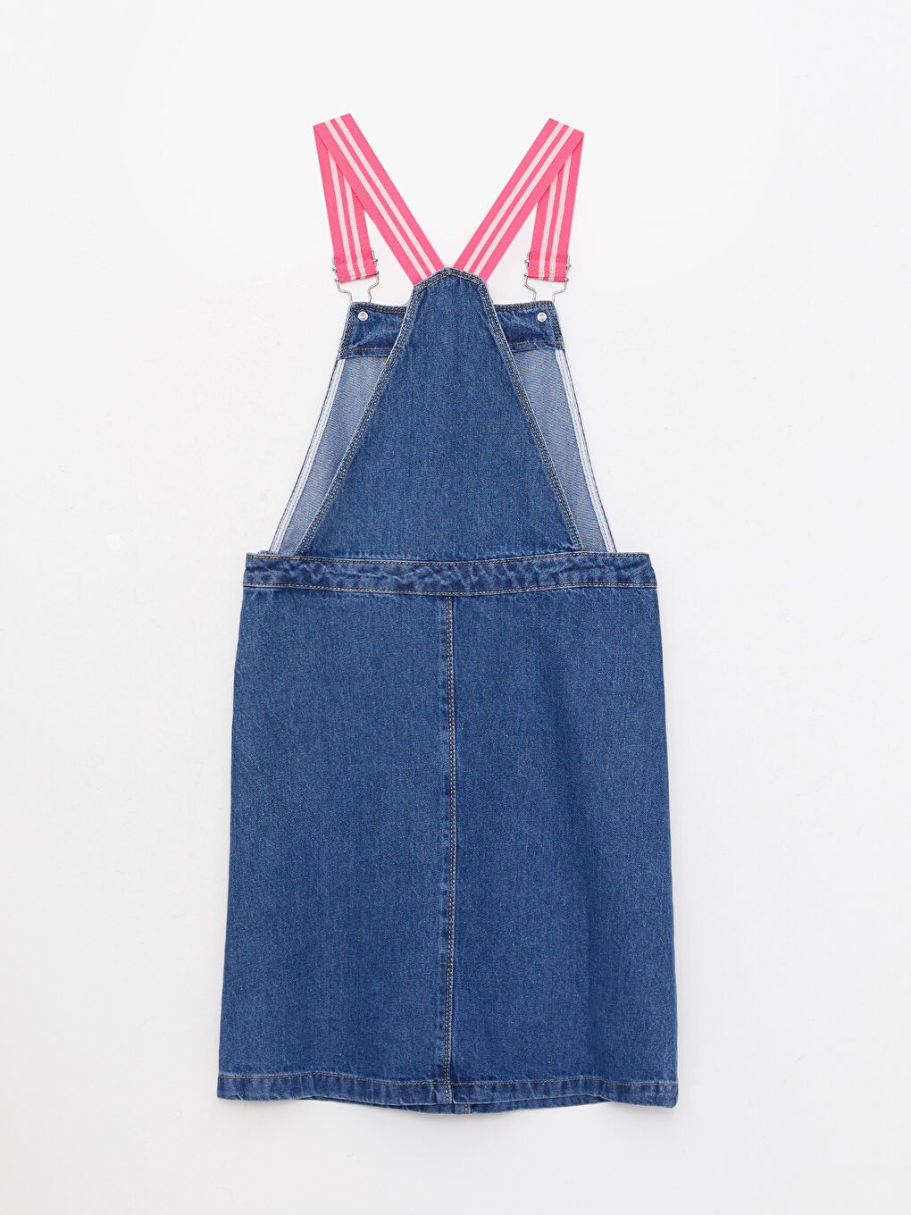 İndigo Kare Yaka Basic Askılı Kız Çocuk Jean Salopet Elbise-1