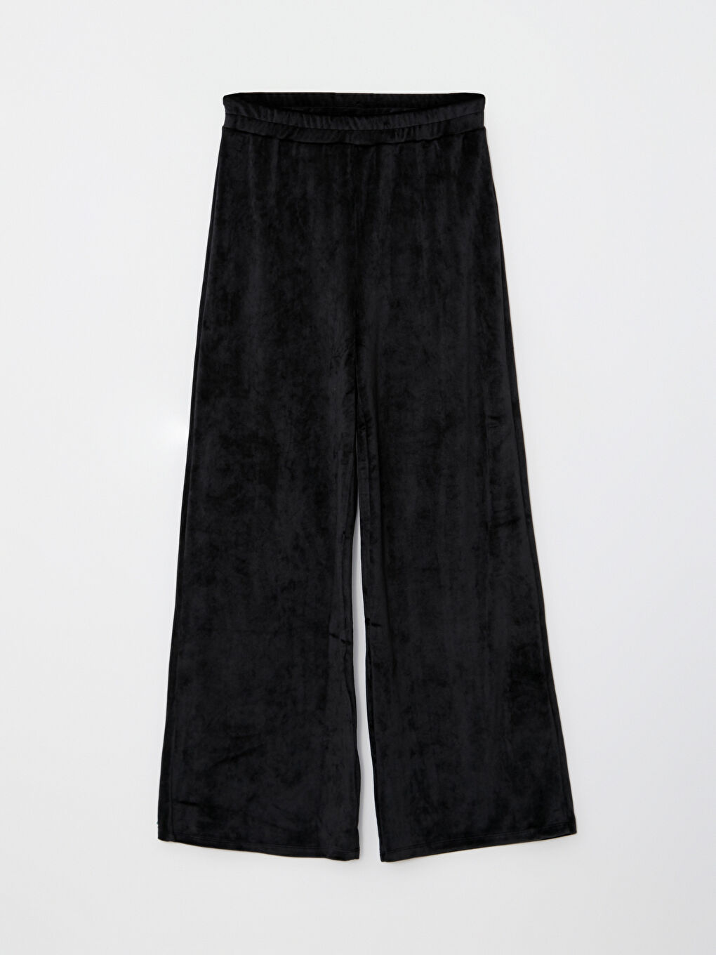 Siyah Beli Lastikli Düz Kadife Kadın Eşofman Altı-5