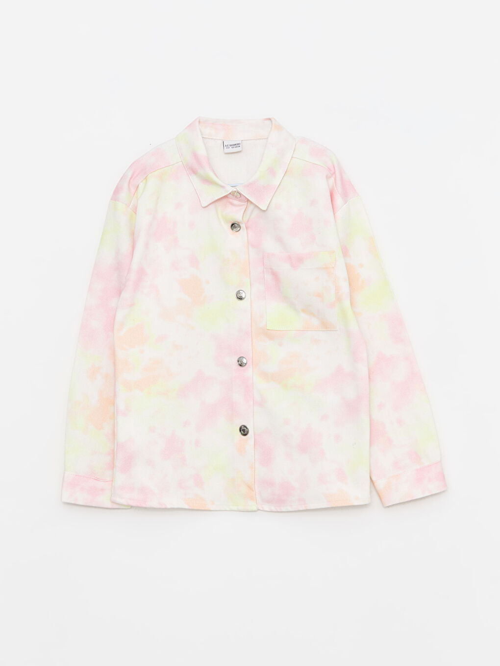 Karışık Batik Desenli Uzun Kollu Gabardin Kız Çocuk Gömlek