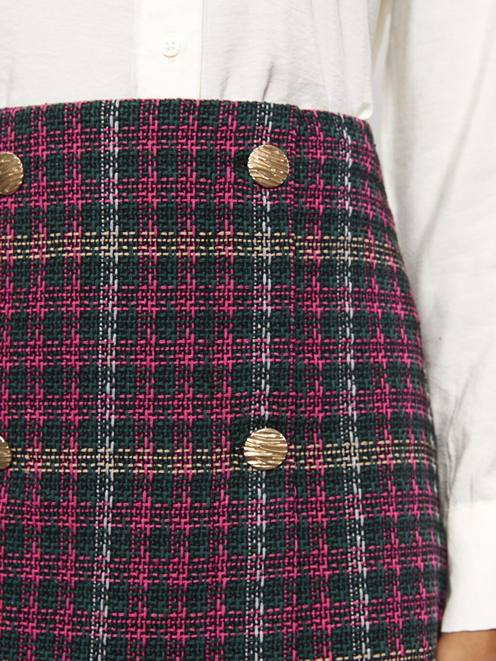 Pembe Standart Fit Desenli A Kesim Kadın Etek-2