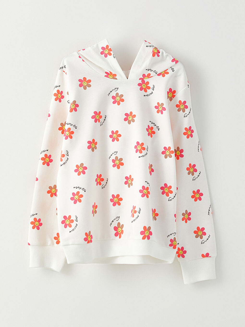 LCW Kids Bedrucktes Sweatshirt mit Kapuze und langen Ärmeln für Mädchen -W2AF58Z4-LRA