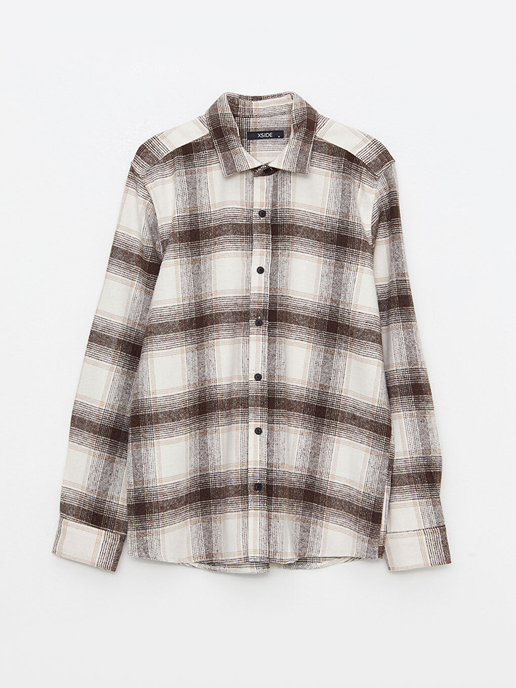 Bej Regular Fit Uzun Kollu Ekose Erkek Oduncu Gömlek-4