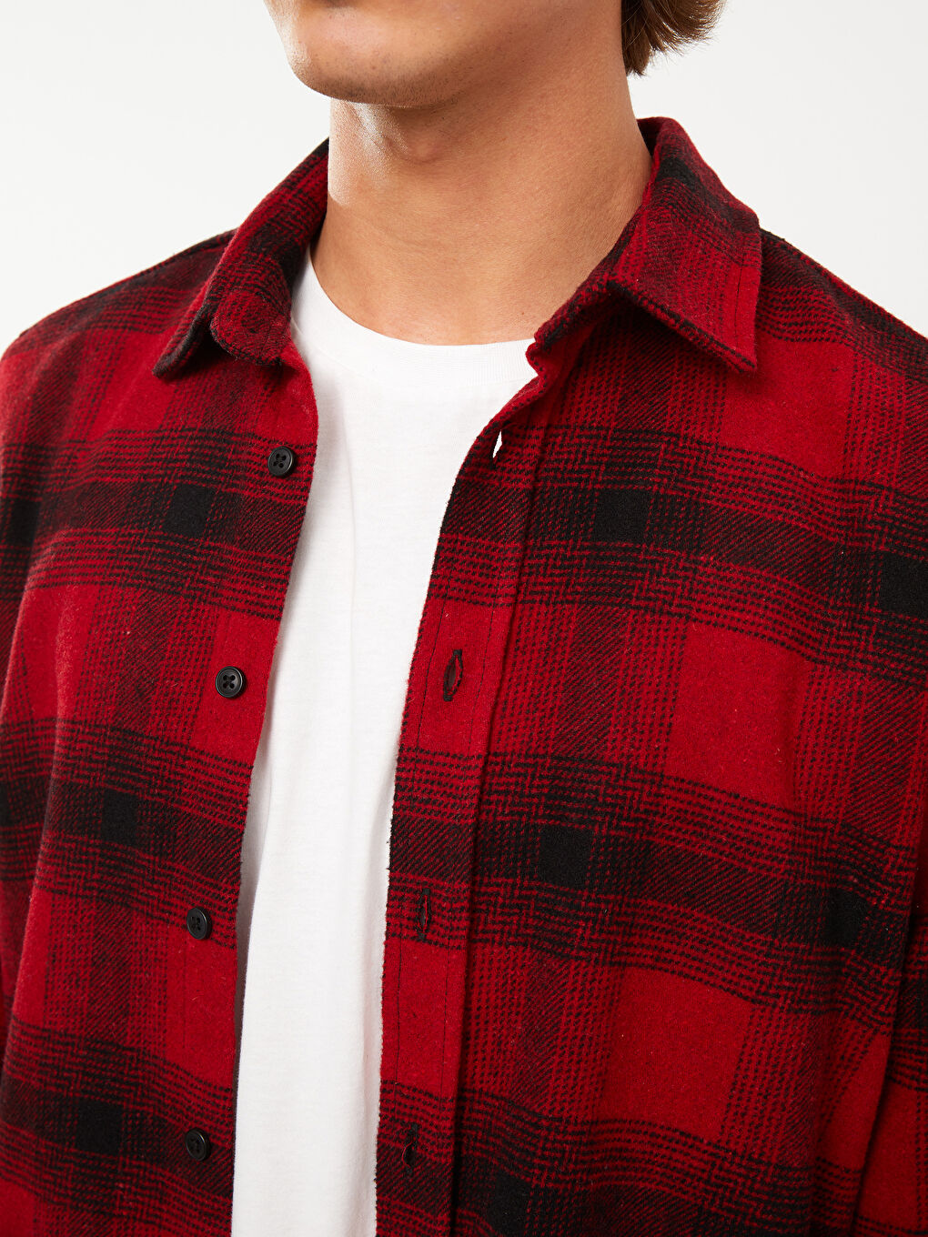 Chemise en flanelle à carreaux à manches longues coupe régulière pour hommes-3