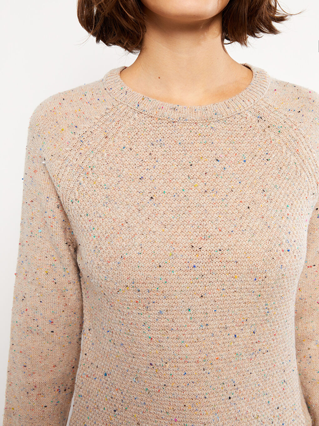 Turuncu Bisiklet Yaka Desenli Uzun Kollu Kadın Triko Kazak-3