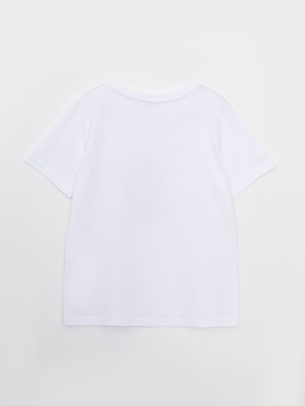 Beyaz Bisiklet Yaka Baskılı Kısa Kollu Pamuklu Erkek Çocuk Tişört-1