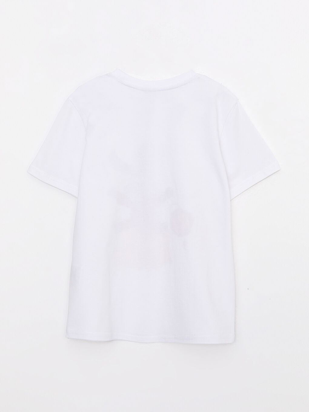 Beyaz Bisiklet Yaka Baskılı Kısa Kollu Pamuklu Erkek Çocuk Tişört-1