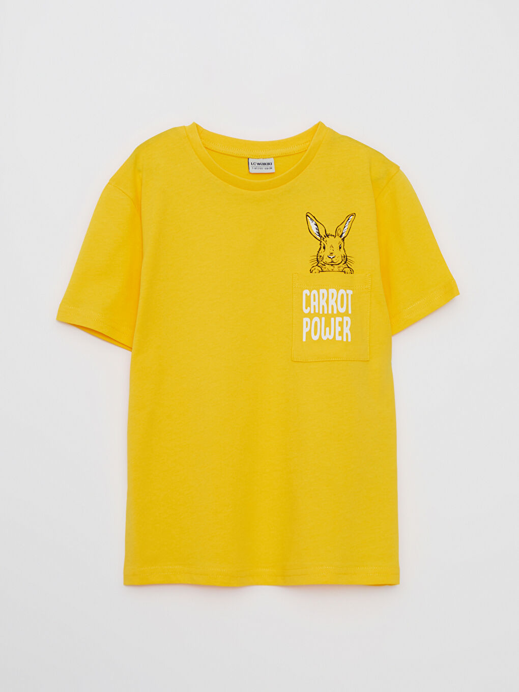 Sarı Bisiklet Yaka Baskılı Kısa Kollu Pamuklu Erkek Çocuk Tişört