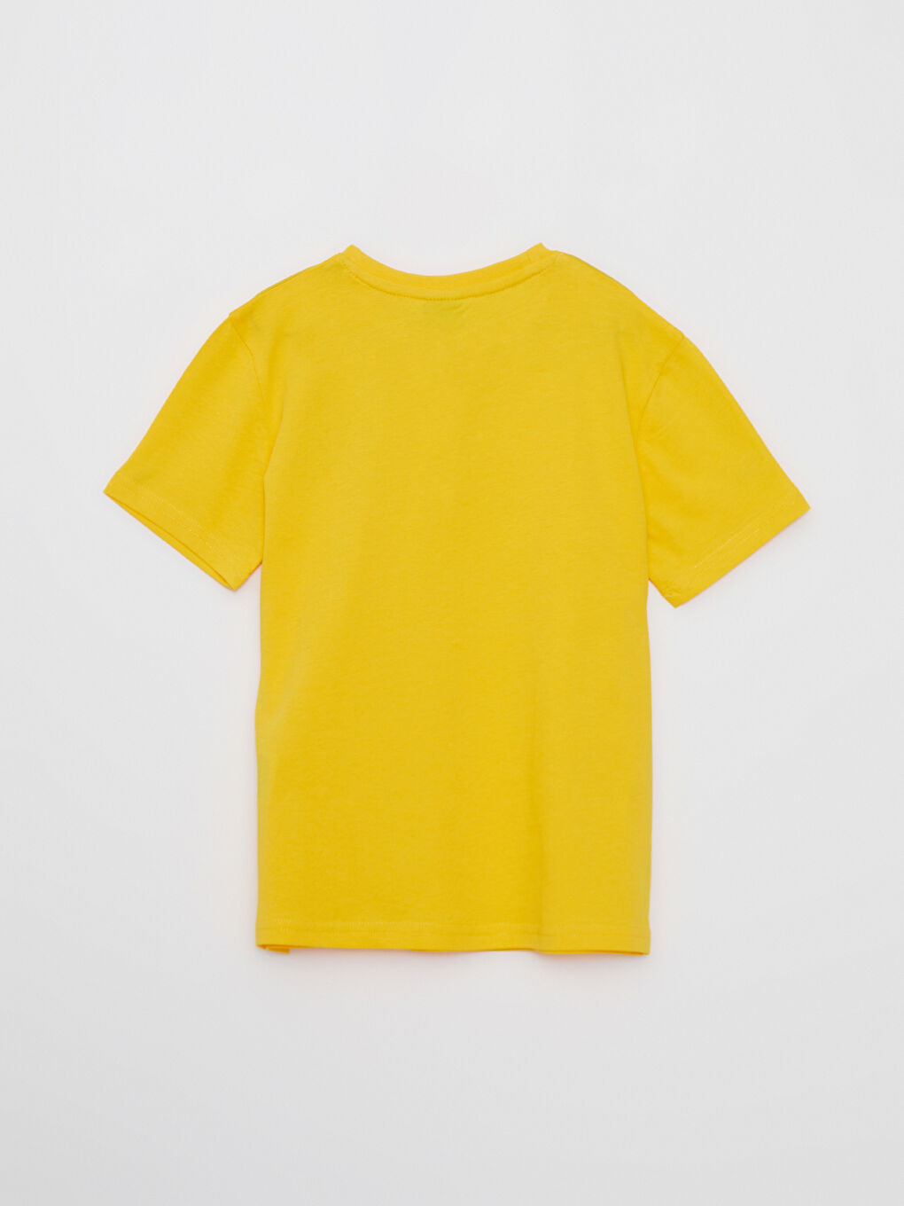 Sarı Bisiklet Yaka Baskılı Kısa Kollu Pamuklu Erkek Çocuk Tişört-1