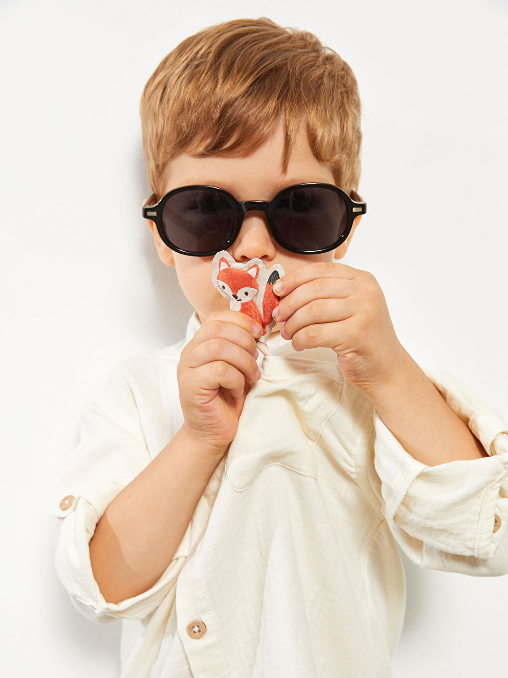 Bej Hakim Yaka Uzun Kollu Erkek Bebek Gömlek-2