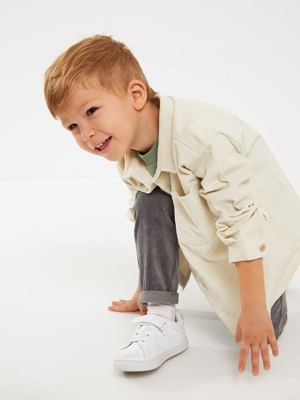 Long Sleeve Basic Baby Boy Velvet Shirt