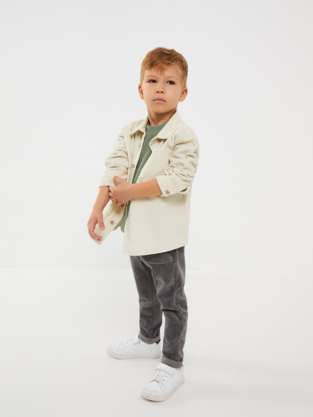 Long Sleeve Basic Baby Boy Velvet Shirt-1