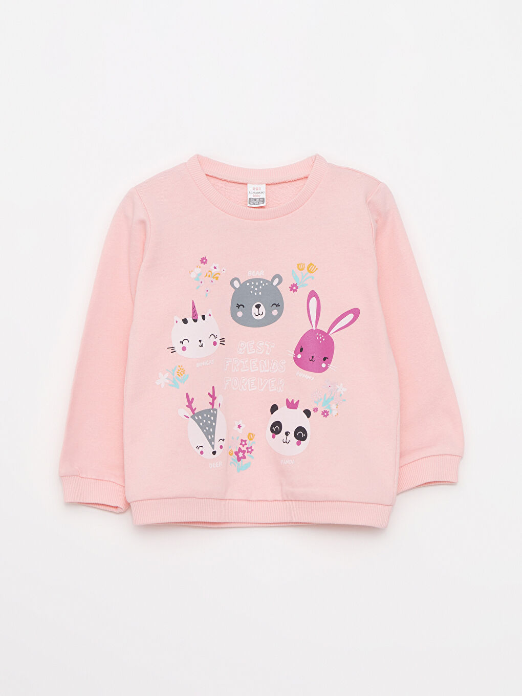 Crew Neck Long Sleeve Printed Baby Girls' Sweatshirt