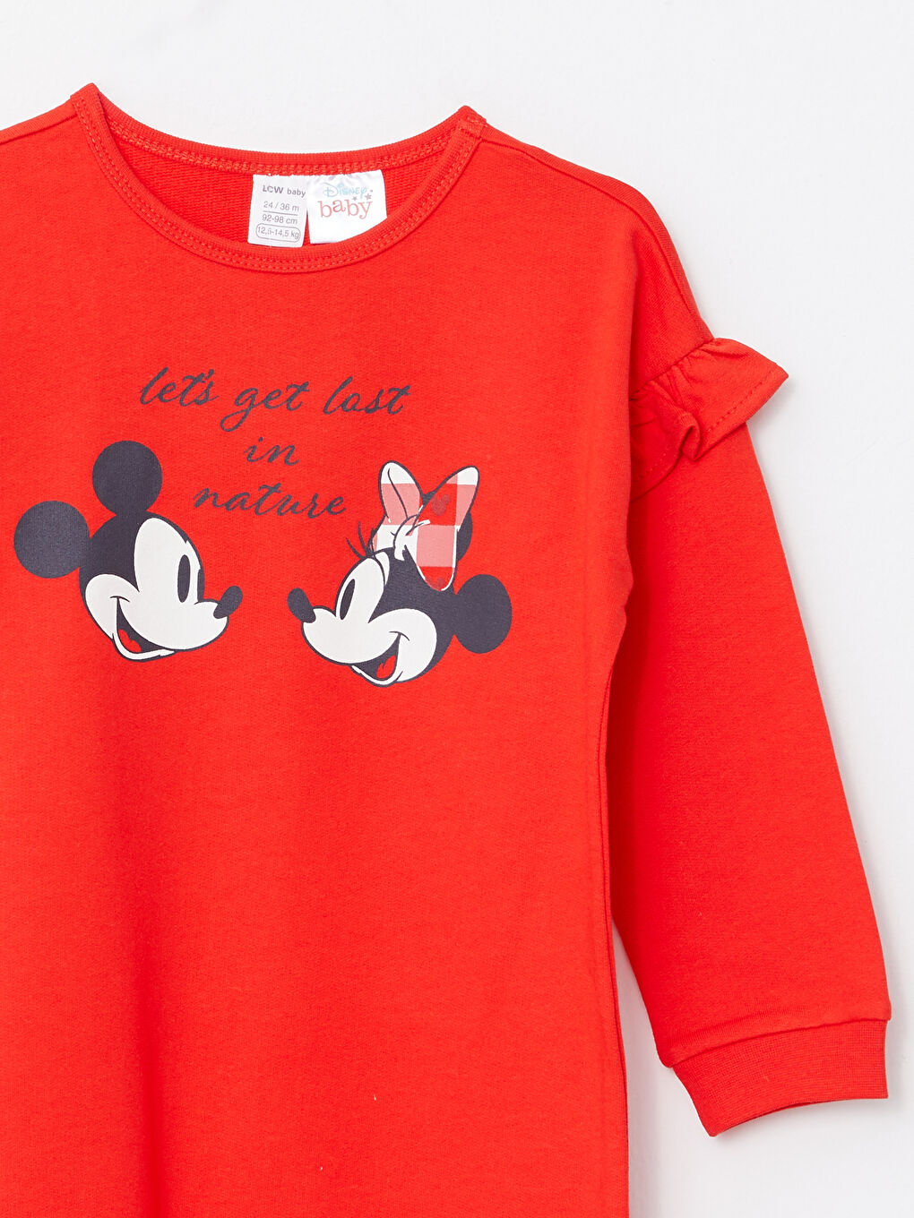 Crew Neck Long Sleeve Minnie Mouse Printed Baby Girls' Jumpsuit-1