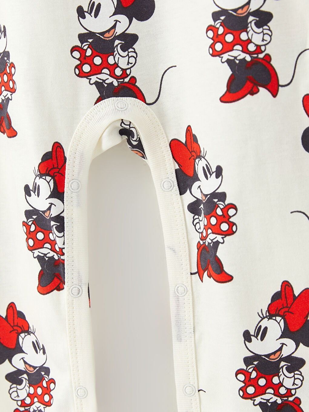 Crew Neck Long Sleeve Minnie Mouse Printed Baby Girls' Jumpsuit-5