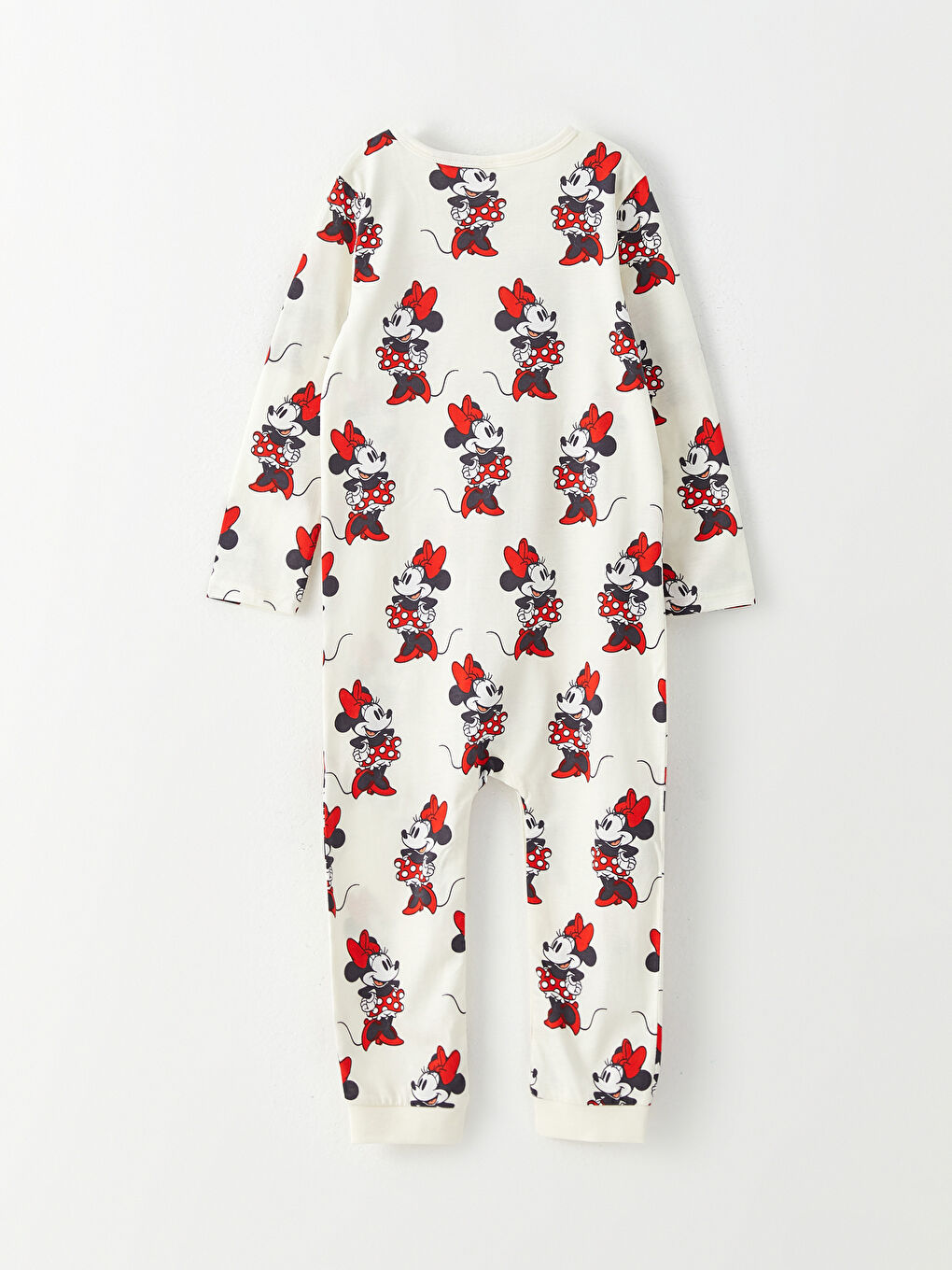 Crew Neck Long Sleeve Minnie Mouse Printed Baby Girls' Jumpsuit-6