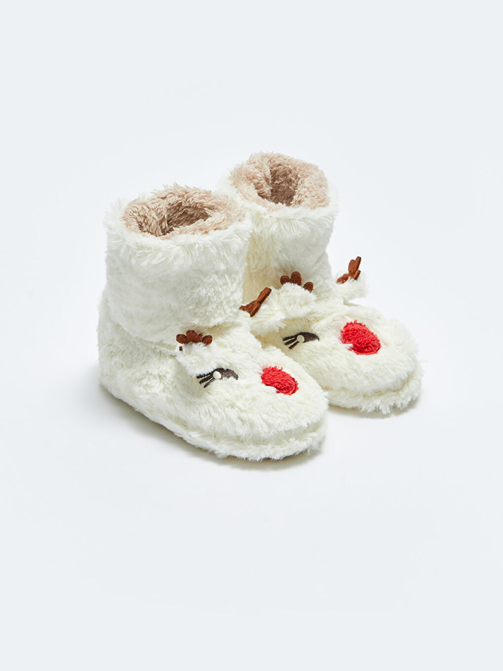 Bej Nakışlı Pelüş Kız Çocuk Ev Botu