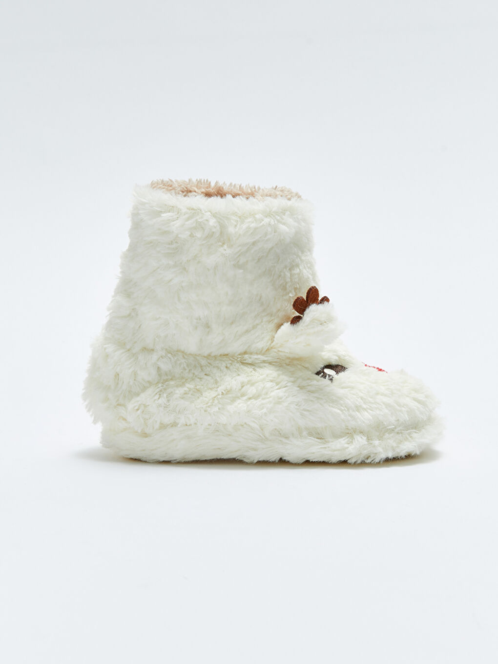 Bej Nakışlı Pelüş Kız Çocuk Ev Botu-1