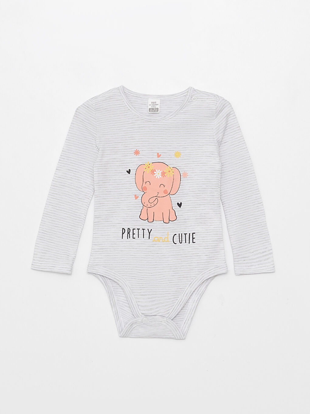 Body Bébé Imprimé à Manches Longues et Col Rond avec Fermeture à Boutons-Pression pour Filles