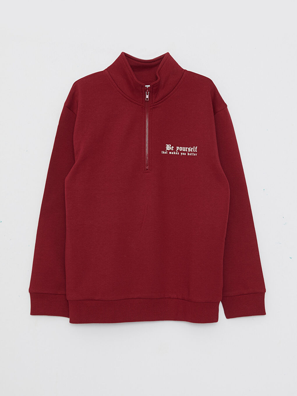 Stand Collar Printed Long Sleeve Boy Sweatshirt