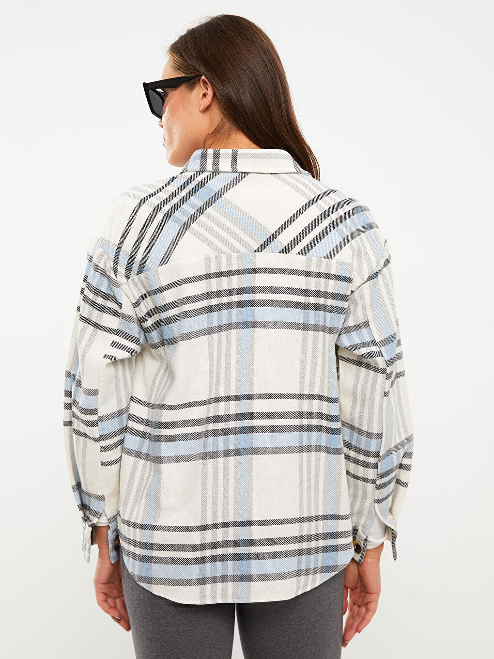 Buttoned Regular Long Sleeve Gabardine Maternity Shirt Jacket-7