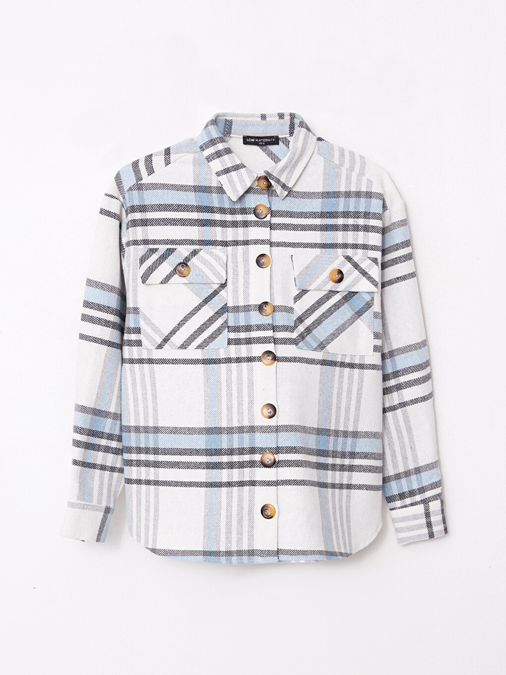 Buttoned Regular Long Sleeve Gabardine Maternity Shirt Jacket-8
