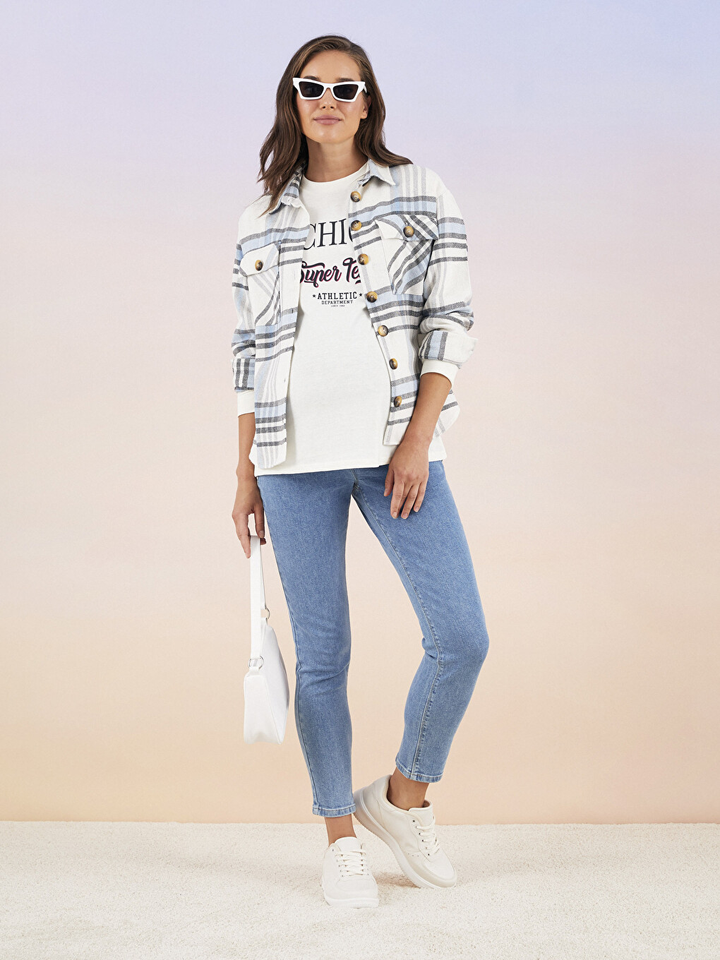 Buttoned Regular Long Sleeve Gabardine Maternity Shirt Jacket-2