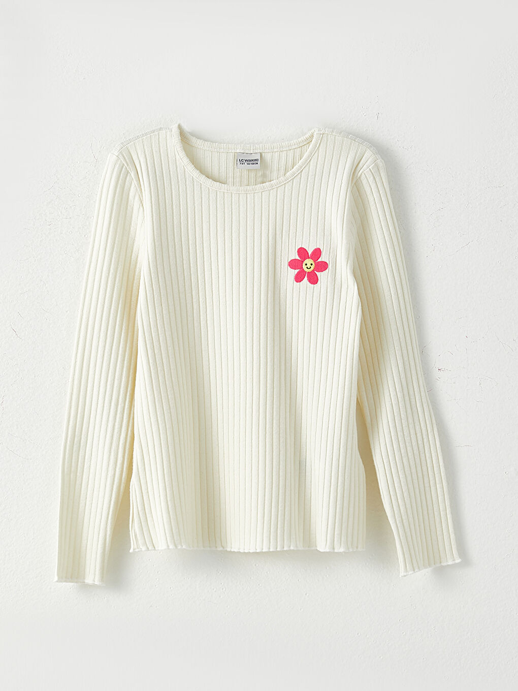 تيشيرت برقبة دائرية مطرز كم طويل للبنات-2