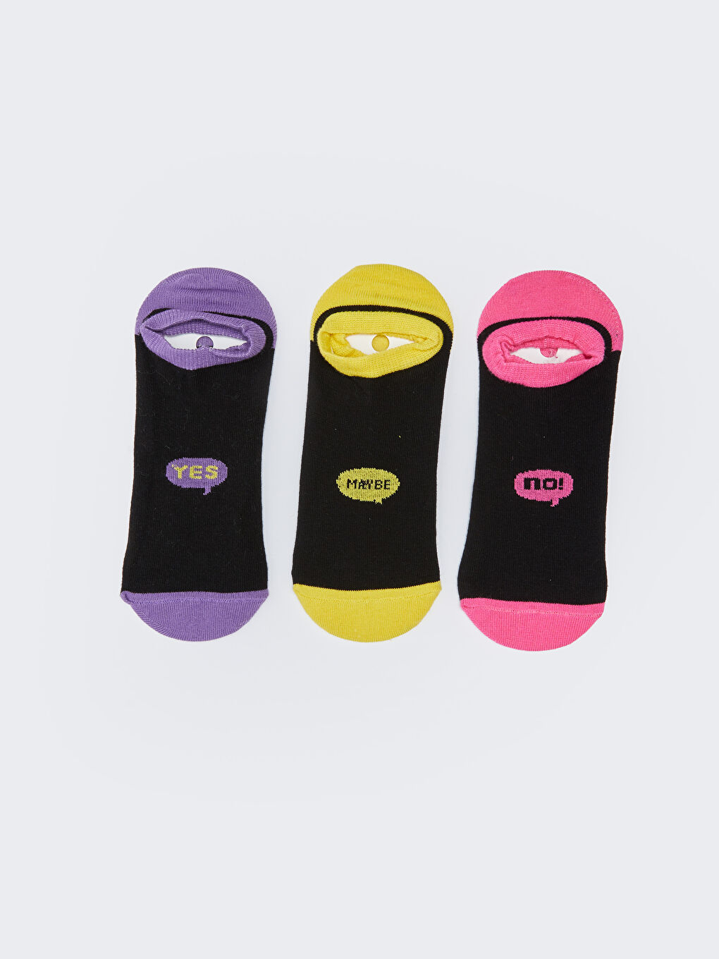 Mavi Renk Bloklu Kadın Patik Çorap 3'lü Paket-1